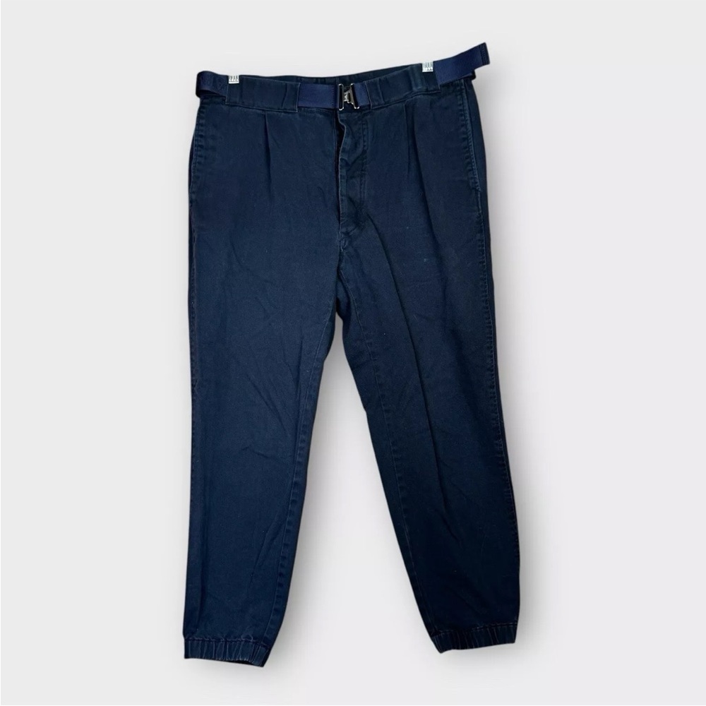 Emporio Armani Slim Fit Pants With Belt Mens Size 48 US 34x24 Navy Blue Tapered